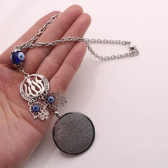 turkey evil eye Allah AYATUL KURSI hamsa hand of fatima Car Rear View Mirror crystal Car Pendant Hanging