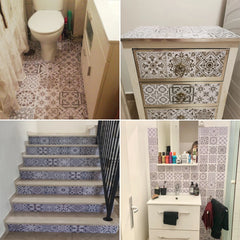 10pcs Retro Pattern Matte Surface Tiles Sticker Transfers Covers for Kitchen Bathroom Tables Floor Hard-wearing Art Wall Decor