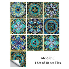 10pcs Retro Pattern Matte Surface Tiles Sticker Transfers Covers for Kitchen Bathroom Tables Floor Hard-wearing Art Wall Decor