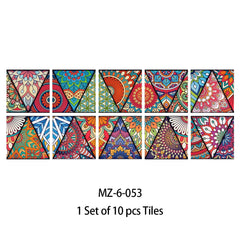 10pcs Retro Pattern Matte Surface Tiles Sticker Transfers Covers for Kitchen Bathroom Tables Floor Hard-wearing Art Wall Decor