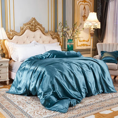 Luxury Satin Duvet Cover Single Double Full Queen Size Quilt Cover Home Comfortable Solid Color Bedding