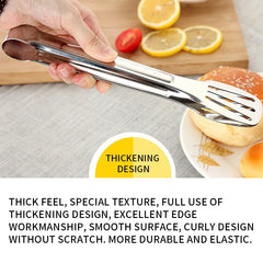 Stainless Steel Food Tongs Kitchen Utensils Buffet Cooking Tool Anti Heat Bread Clip Pastry Clamp for Desserts Salads Barbecue