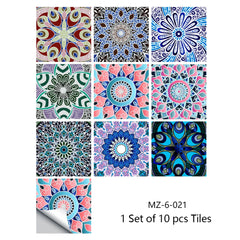 10pcs Retro Pattern Matte Surface Tiles Sticker Transfers Covers for Kitchen Bathroom Tables Floor Hard-wearing Art Wall Decor