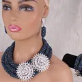 Dudo 2023 African Jewelry Set – Coral & Crystal Beaded Necklace for Women