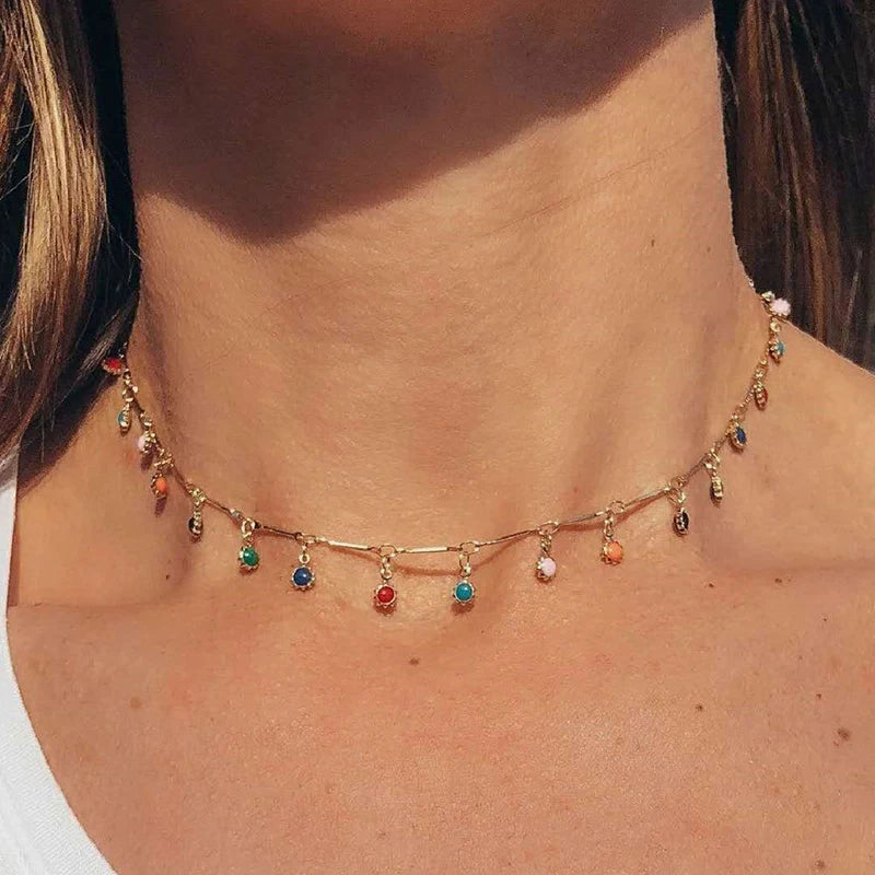 Fashion Simple Candy Color Tassel Necklace Aesthetic All-match Pendant Jewelry Choker Neck Accessories Gift Chain