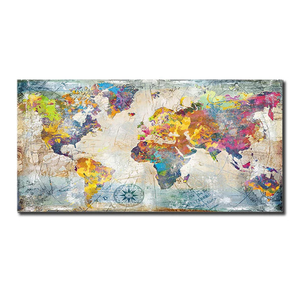 Vintage World Map Picture Canvas Painting Retro Map Posters Prints Wall Art Picture Quadro for Living Room Home Decor Cuadros
