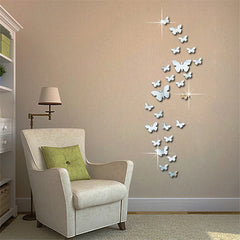12Pcs/lot 3D Butterfly Mirror Wall Art Sticker Decor Wall Art Removable Wedding Decoration Kids Room Home Decor Mirror Art