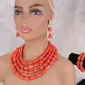Dudo 2023 African Jewelry Set – Coral & Crystal Beaded Necklace for Women