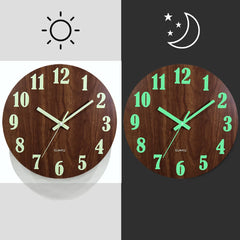 12 Inch Luminous Wall Clock Wood Silent light in dark night Nordic Fashion Wall Clock Non Ticking Clock With Night Light Home Decor