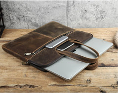 CONTACT'S FAMILY Men Briefcase Genuine Leather Laptop Bag For Air 13 M1 M2 M3 M4 Macbook Pro 14 Macbook 15 16 inch Handbag Tote