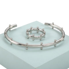 Luxury Stainless Steel Jewelry Set – Bangle, Ring & Hoop Earrings