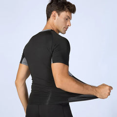 Summer Breathable Mesh Patchwork Running T-Shirts Men Quick Dry Elastic Short Sleeve Tops Fitness Gym Sports Rashguard Customize