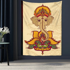 Indian God Ganesha Art Wall Tapestry Lord Ganesha Vinayaka Ganapati Statue Buddha Painting Religion Art Golden Elephant Decor