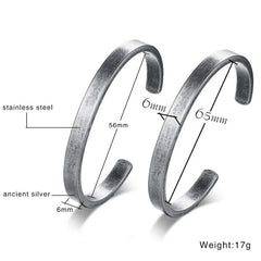 Vnox Oxidized Antique Stainless Steel Bangle for Women Men,Vintage Simple Basic Unisex Cuff Bracelet,Solid Metal Viking Jewelry