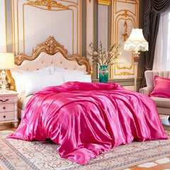 Luxury Satin Duvet Cover Single Double Full Queen Size Quilt Cover Home Comfortable Solid Color Bedding