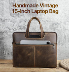 CONTACT'S FAMILY Men Briefcase Genuine Leather Laptop Bag For Air 13 M1 M2 M3 M4 Macbook Pro 14 Macbook 15 16 inch Handbag Tote