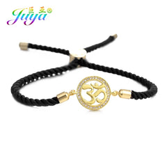 Juya Handmade Red Thread Bracelet Supplies Cubic Zirconia Flower Charm Bracelet For Women Fashion Adjustable String Bracelet