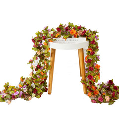 2.2 Meters Rose Artificial Flowers Christmas Garland for Wedding Home Room Decoration Spring Autumn Garden DIY Fake Plant Vine