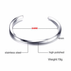 MEN TWISTED C BANGLE WITH SMALL WRIST MOBIUS BRACELET ANTIQUE SILVER COLOR STACKING CUFF BANGLE STAINLESS STEEL UNISEX JEWELRY