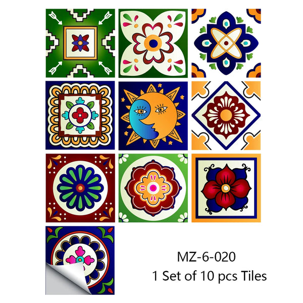 10pcs Retro Pattern Matte Surface Tiles Sticker Transfers Covers for Kitchen Bathroom Tables Floor Hard-wearing Art Wall Decor