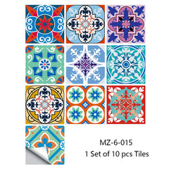 10pcs Retro Pattern Matte Surface Tiles Sticker Transfers Covers for Kitchen Bathroom Tables Floor Hard-wearing Art Wall Decor