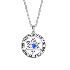 My Shape Star of David Crystal Pendant Necklace for Men Women Hebrew Talisman Amulet Supernature Stainless Steel Jewish Jewelry