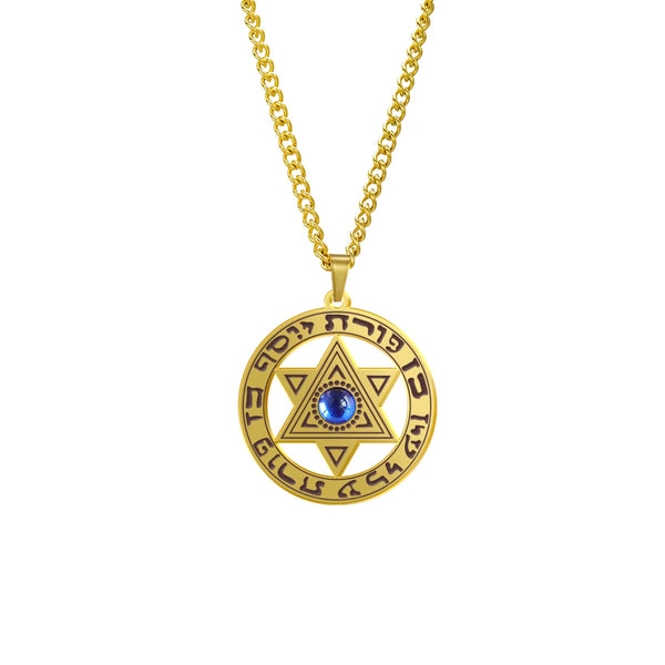My Shape Star of David Crystal Pendant Necklace for Men Women Hebrew Talisman Amulet Supernature Stainless Steel Jewish Jewelry