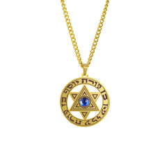 My Shape Star of David Crystal Pendant Necklace for Men Women Hebrew Talisman Amulet Supernature Stainless Steel Jewish Jewelry