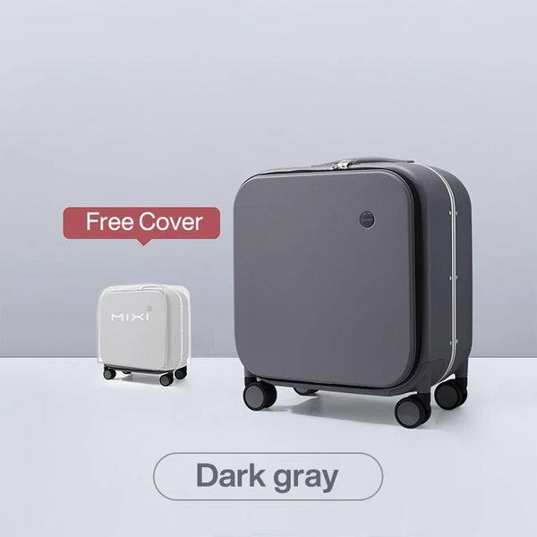 Mixi New Patent Design Carry On Suitcase Women 18 Inch Rolling Luggage Men Polycarbonate Aluminum Frame Elegant Noble