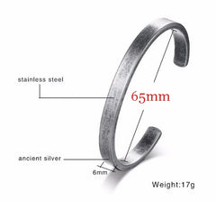 MEN TWISTED C BANGLE WITH SMALL WRIST MOBIUS BRACELET ANTIQUE SILVER COLOR STACKING CUFF BANGLE STAINLESS STEEL UNISEX JEWELRY