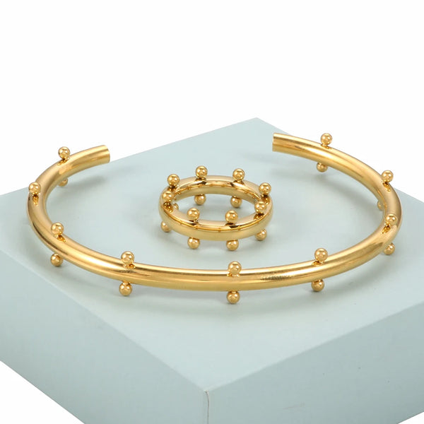 Luxury Stainless Steel Jewelry Set – Bangle, Ring & Hoop Earrings