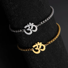 Dawapara Om Ohm Aum Charm Spiritual Pendant Stainless Steel Bracelet Yoga Jewelry Meditation Buddhist Spiritual Amulet