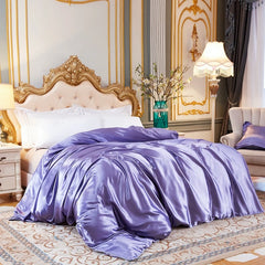 Luxury Satin Duvet Cover Single Double Full Queen Size Quilt Cover Home Comfortable Solid Color Bedding