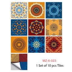 10pcs Retro Pattern Matte Surface Tiles Sticker Transfers Covers for Kitchen Bathroom Tables Floor Hard-wearing Art Wall Decor