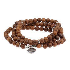 Multilayer Wood Beads Buddha Lotus OM Bracelet Tibetan Buddhist Mala Charm Rosary Bracelet Yoga Wooden For Women Men Jewelry