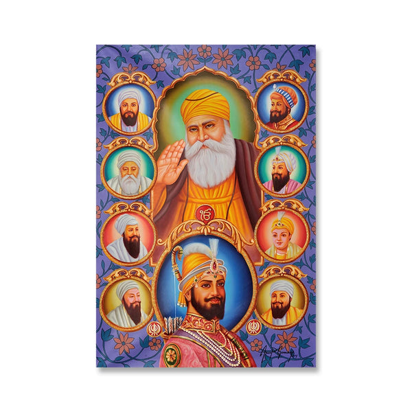 India Art The Ten Sikh Gurus Canvas Painting Wall Art Guru Nanak Posters Prints Sikhism Wall Pictures for Living Room Decoration