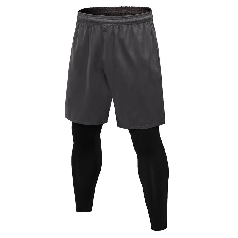 Men's Running Pants Compression Sport Tights 2 In 1 Quick Dry Fitness Gym Leggings Male Sportswear Workout Training Bottoms