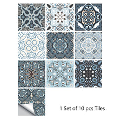 10pcs Retro Pattern Matte Surface Tiles Sticker Transfers Covers for Kitchen Bathroom Tables Floor Hard-wearing Art Wall Decor
