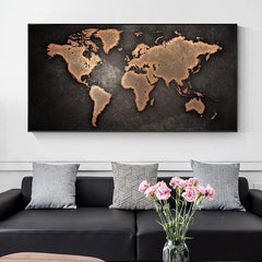 Vintage World Map Picture Canvas Painting Retro Map Posters Prints Wall Art Picture Quadro for Living Room Home Decor Cuadros