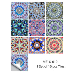 10pcs Retro Pattern Matte Surface Tiles Sticker Transfers Covers for Kitchen Bathroom Tables Floor Hard-wearing Art Wall Decor