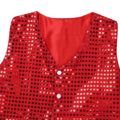 Kids Girls Boys Shiny Sequins Vest Waistcoat Hip-hop Jazz Street Dance Stage Performance Costume Musical Festival Tank Tops