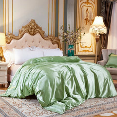 Luxury Satin Duvet Cover Single Double Full Queen Size Quilt Cover Home Comfortable Solid Color Bedding