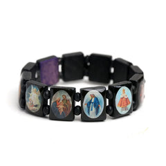 Natural Wooden Catholic Jewelry Virgin Mary Jesus Christian Faith Rosary Bracelet Religious Jewelry Wholesale