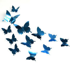 12Pcs/lot 3D Butterfly Mirror Wall Art Sticker Decor Wall Art Removable Wedding Decoration Kids Room Home Decor Mirror Art