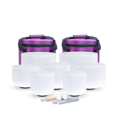 KVKA  6 -12 Inch  Frosted Quartz Crystal Singing Bowl 440hz or 432hz 7 Notes CDEFGAB Set of 7Pcs for Yoga Sound Bath Healing