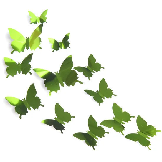 12Pcs/lot 3D Butterfly Mirror Wall Art Sticker Decor Wall Art Removable Wedding Decoration Kids Room Home Decor Mirror Art