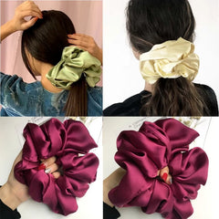 Oversized Satin Scrunchies – Big Elastic Hair Ties for Women