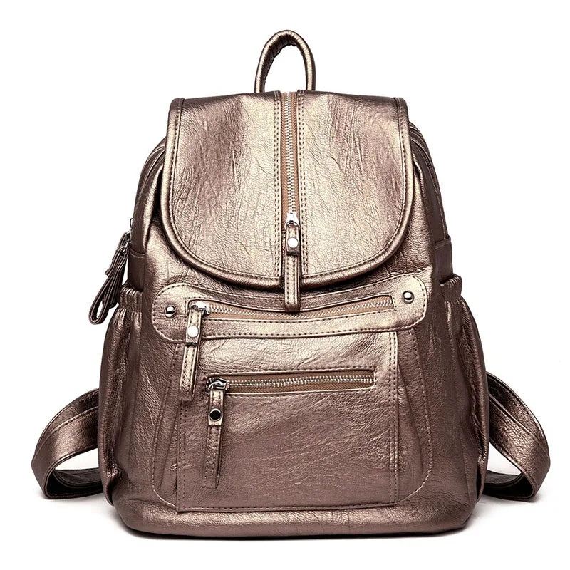 Women High Quality Leather Backpacks Vintage Female Shoulder Bag Sac a Dos Travel Ladies Bagpack Mochilas School Bags For Girls