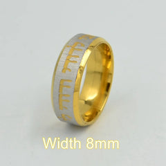 Israel Hebrew Etched Carving Engraved Stainless Steel Rings Fashion Jewelry