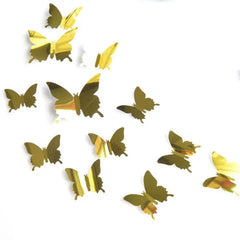 12Pcs/lot 3D Butterfly Mirror Wall Art Sticker Decor Wall Art Removable Wedding Decoration Kids Room Home Decor Mirror Art